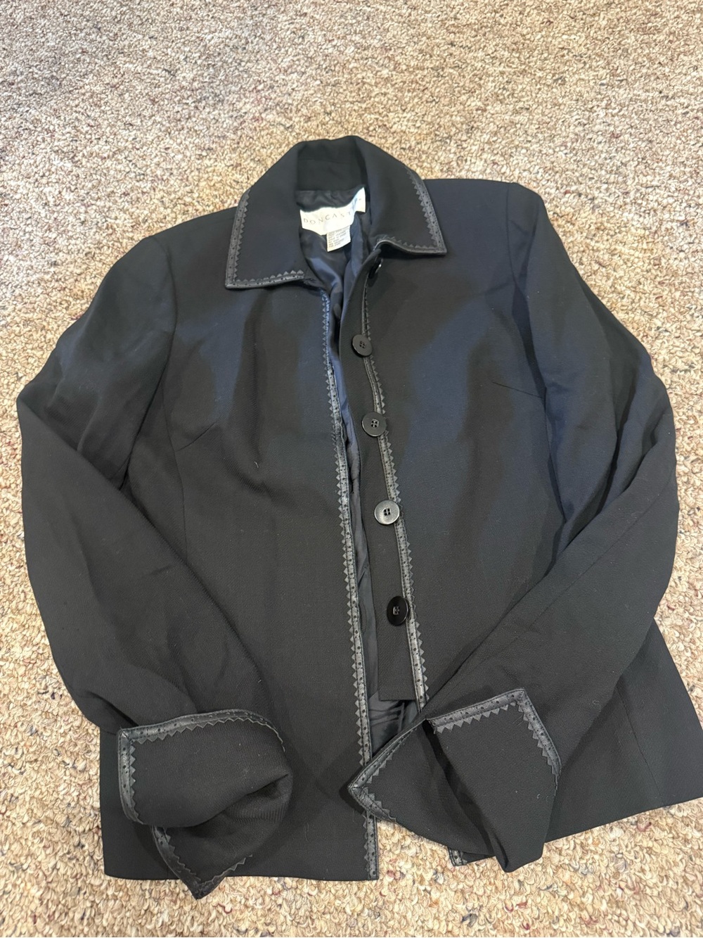 Doncaster Black Tailored Button-Front Blazer with Trim